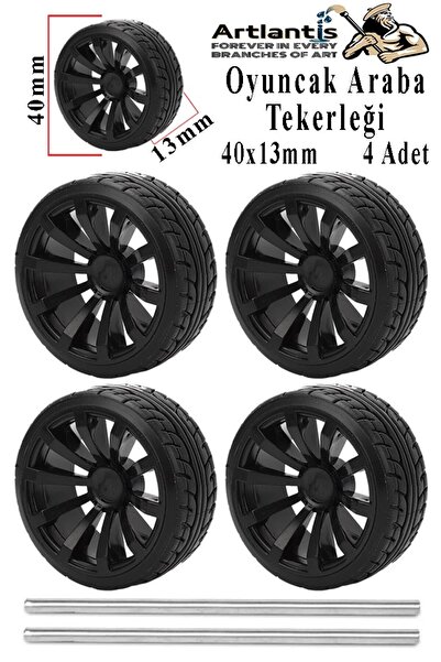 Artlantis Oyuncak Araba Tekerleği Seti 4 cm 4 lü 1 Paket Plastik Tekerlek Den...