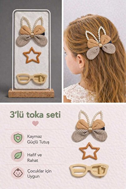 mdm style Girl's 3-Piece Figured Hair Clip and Hairpin Set