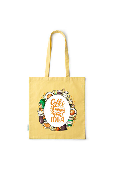Intelli ®   Οικολογική βαμβακερή τσάντα αγορών με μακριά χερούλια, Το καφέ εί...