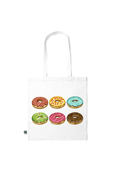 Intelli ® Eco-friendly Cotton shopping bag with long handles, Doughnut, 38×42cm