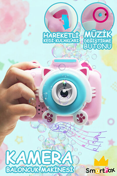 SmartFox Kamera Tasarımlı Baloncuk Makinesi Işıklı Müzikli Otomatik Balon Oyu...