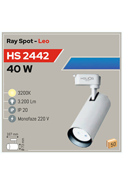 Helios Opto Ray Spot Beyaz Kasa, 40w, Günışığı 3200k, 3200 Lm, IP20, 220v (HS...