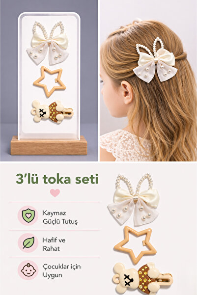 mdm style Σετ φουρκέτες για κορίτσια με 3 φιγούρες και κλιπ μαλλιών