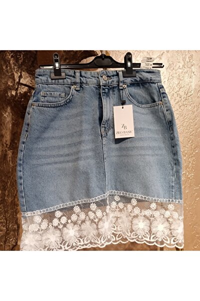 Butik DANTEL DETAY MİNİ KOT ETEK