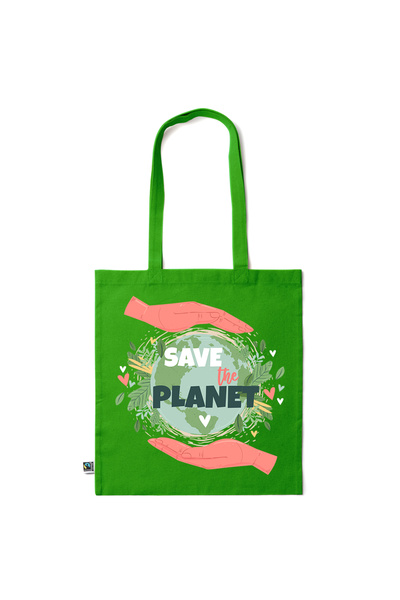 Intelli ®   Οικολογική βαμβακερή τσάντα αγορών με μακριά χερούλια, Σώστε τον ...