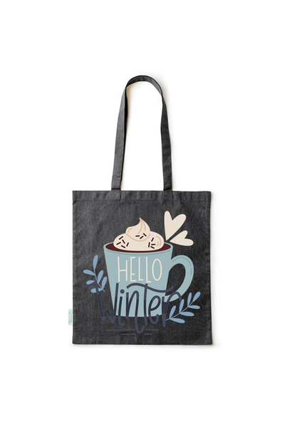 Intelli ®   Οικολογική βαμβακερή τσάντα αγορών με μακριά χερούλια, Γεια σου Χ...