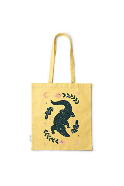 Intelli ®   Οικολογική βαμβακερή τσάντα αγορών με μακριά χερούλια, Κροκόδειλο...