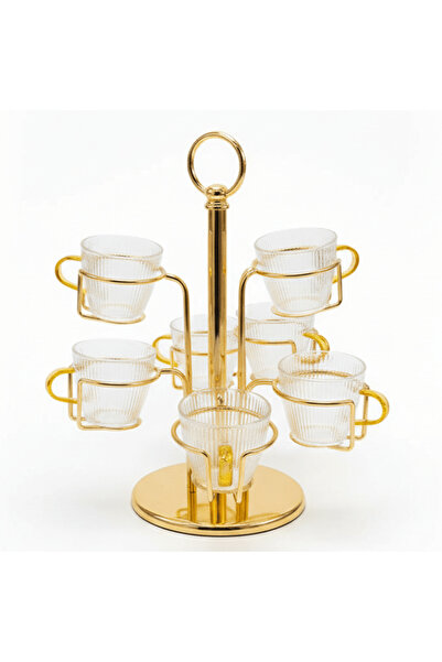 Deluxe Gold Metal Glass Cup Holder Set (6 Pieces)