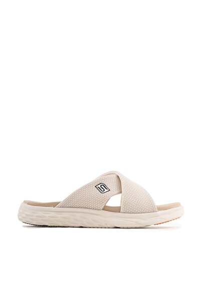 sandal spor Ανδρικές αθλητικές παντόφλες με χιαστί λουράκια SS001-0598-Μπεζ