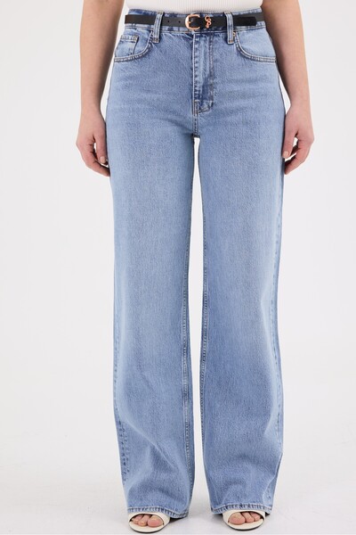 cracpot Women's Plus Size Snow & Stone Wash Wide Leg Jean Pants – High Waist ...