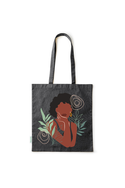 Intelli ® Eco-friendly Cotton shopping bag with long handles, Hand drawn Woma...