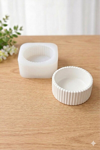 HobiCraft Market Minimalist Çizgili Seramik Formlu Silikon Kalıp 8 *4 cm- Epo...