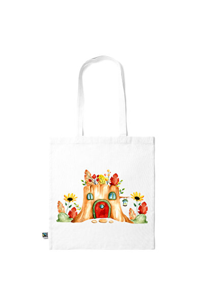 Intelli ®   Οικολογική βαμβακερή τσάντα αγορών με μακριές λαβές, Σπίτι από κο...