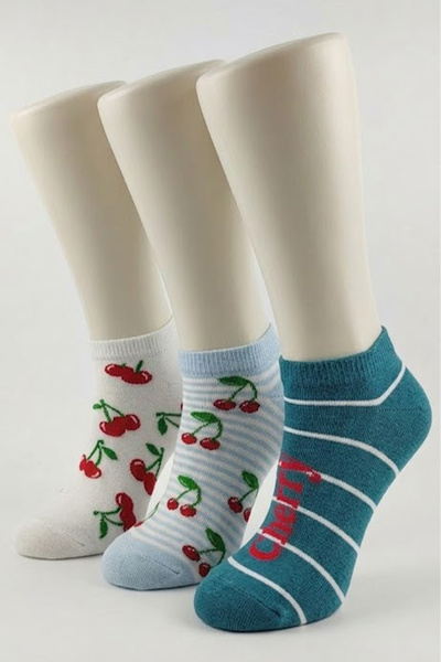 BENİSA ÇORAP Women's Cotton Booties Socks Colorful 3-Piece Pack