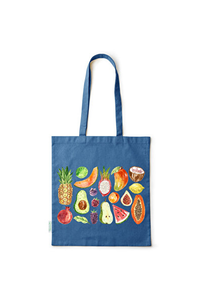 Intelli ®   Οικολογική βαμβακερή τσάντα για ψώνια με μακριά χερούλια, Φρούτα,...