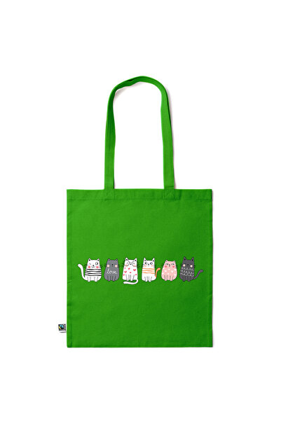 Intelli ® Eco-friendly Cotton shopping bag with long handles, Cute Cats, 38×42cm