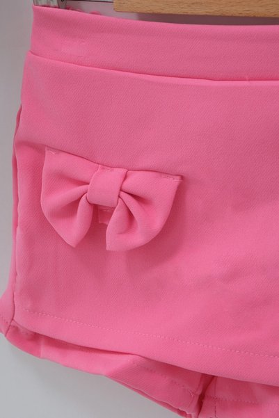 Womi Kids Girl's Bow Detailed Shorts and Skirt Ruffle Sleeve 2-Piece Set