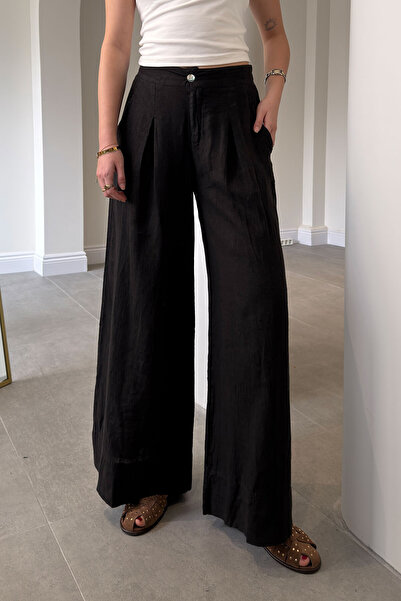 MAGARDE Ειδική Σειρά Παντελόνι Λινό με Φαρδιά Μπατζάκια και Ελαστική Μέση - Μ...