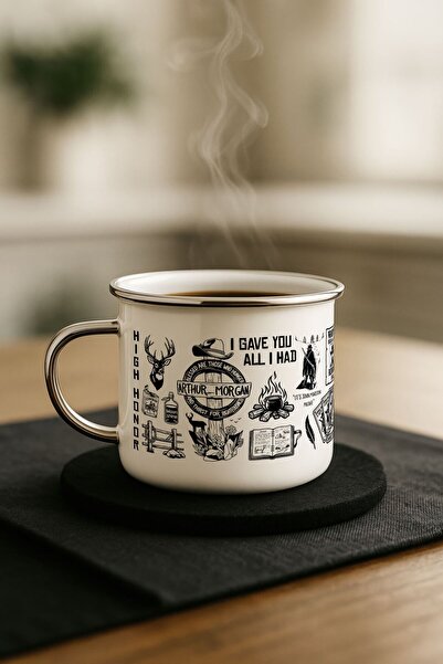Custom Design Mug with Red Dead Redemption High Honor Theme and Silver Color Detail