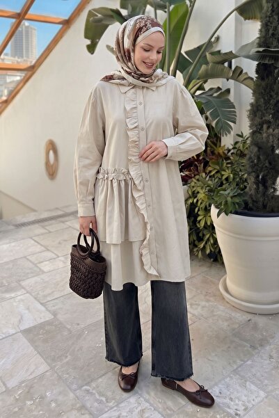 InStyle Μπεζ τουνίκ με βολάν