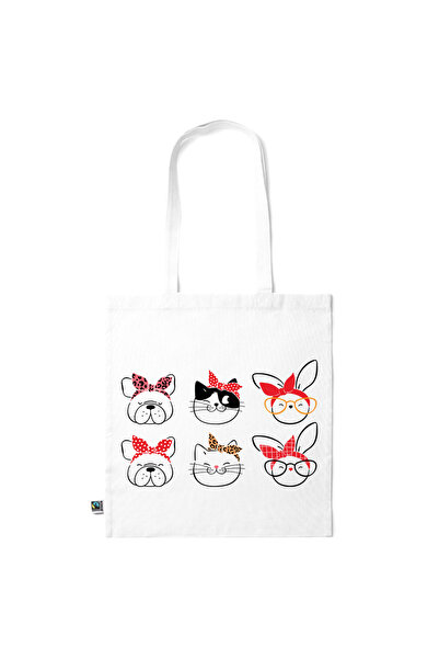 Intelli ®   Οικολογική βαμβακερή τσάντα αγορών με μακριά χερούλια, Μπουλντόγκ...