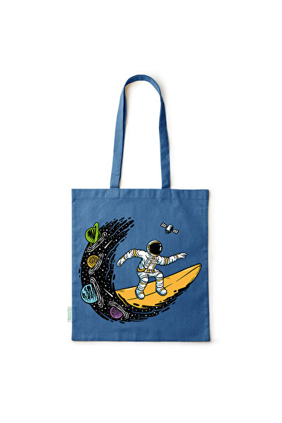 Intelli ® Eco-friendly Cotton shopping bag with long handles, Surfing Astrona...
