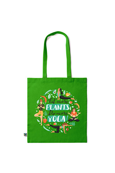 Intelli ®   Οικολογική βαμβακερή τσάντα αγορών με μακριές λαβές, Φάτε περισσό...