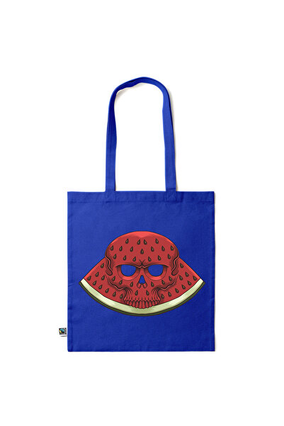 Intelli ® Eco-friendly Cotton shopping bag with long handles, Skull Watermelo...