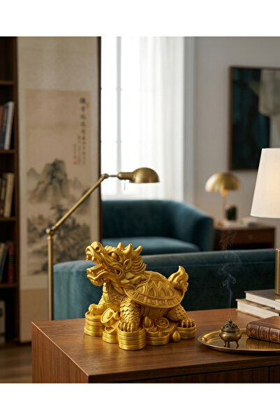 Freya Feng Shui Altın Ejderha Kaplumbağa Figürü – Bolluk, Bereket ve Kariyer ...
