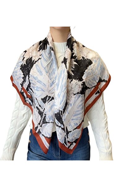 BYYEŞO Λεπτομερές σάλι με σχέδιο φύλλων 90*90 Πράσινο