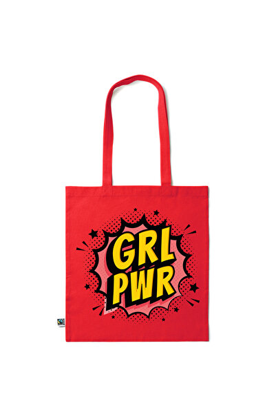 Intelli ® Eco-friendly Cotton shopping bag with long handles, Girl Power, 38×...