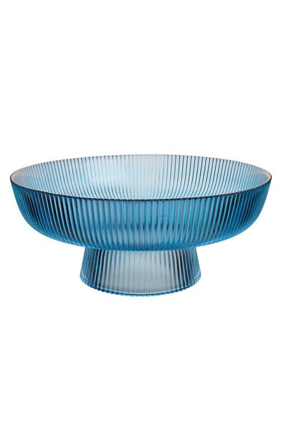 OEM Glass footed bowl "Colorito", 11/25/25 cm, blue