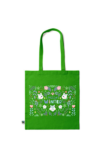 Intelli ® Sacosa bumbac -friendly pentru cumparaturi cu manere lungi, Hello W...