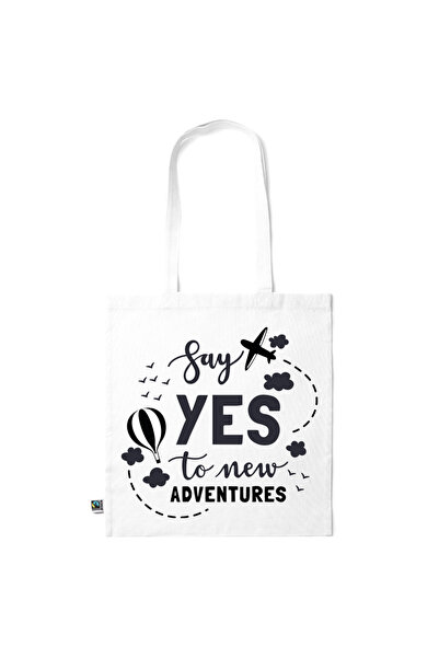 Intelli ® Eco-friendly Cotton shopping bag with long handles, Yes to Adventur...
