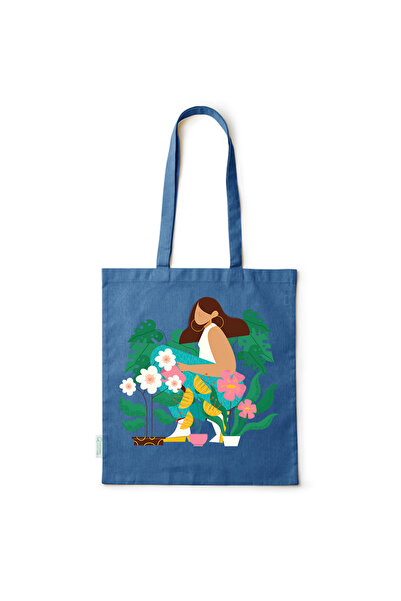 Intelli ® Sacosa bumbac -friendly pentru cumparaturi cu manere lungi, Flowers...