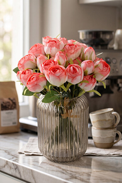 Yapay Çiçek Deposu Τεχνητό Λουλούδι 10 τεμαχίων Μπουκέτο Τριαντάφυλλα Παιώνια...