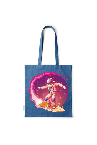 Intelli ® Eco-friendly Cotton shopping bag with long handles, Surfing Astrona...