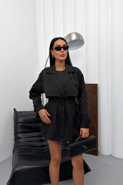 Jaglion Νέα Συλλογή Γυναικεία Αντιανεμική Ζακέτα με Λεπτομερή Ζώνη και Κοντό ...