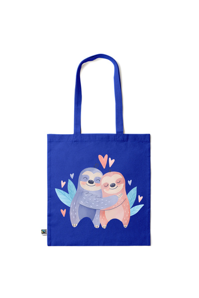 Intelli ® Eco-friendly Cotton shopping bag with long handles, Sloth Love, 38×...