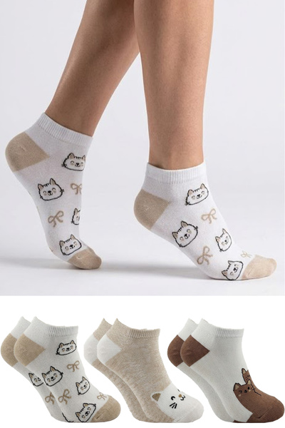 KARDEŞLER ÇORAP Γυναικείες κάλτσες από βαμβακερά μποτάκια πολύχρωμες 3 τεμαχίων