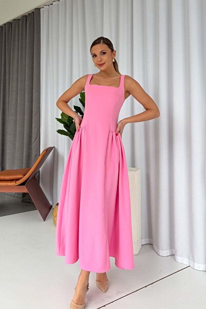 Mine Tan Butik Φούστες με τετράγωνο λαιμόκοψη και λεπτομέρεια ντραπέ για γυνα...