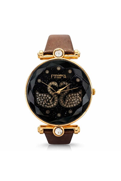 Francesca di Geneva Γυναικείο ρολόι, μοντέλο κύκνος, καφέ.