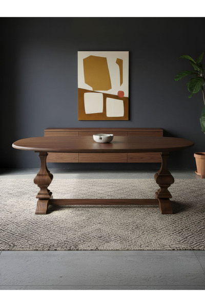 Gazzini Furniture Orleans Fransız Still Oval Ahşap Yemek Masası 90x180