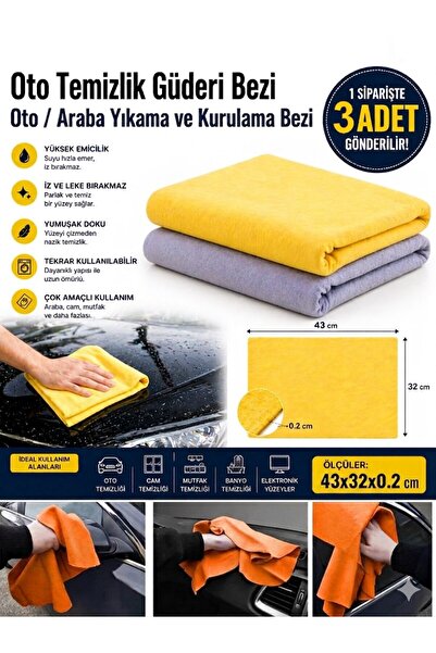 Neler Geldi Neler 3 Pcs Super Absorbent Auto Cleaning Chamois Cloth Auto / Ca...