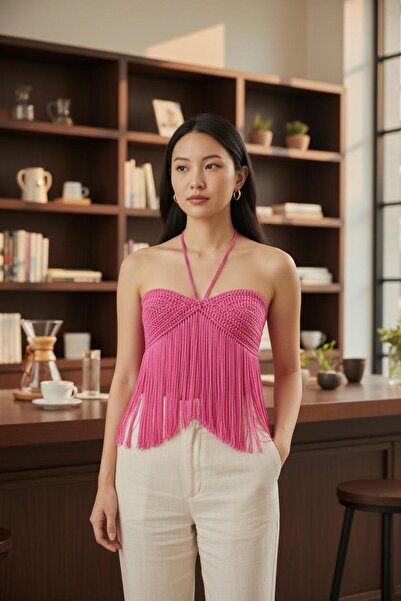 tce the charme elegant Χειροποίητο πλεκτό γυναικείο μπουστάκι με ιδιαίτερο σχ...