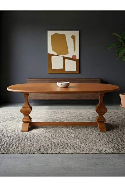 Gazzini Furniture Orleans Fransız Still Oval Ahşap Yemek Masası 90x180