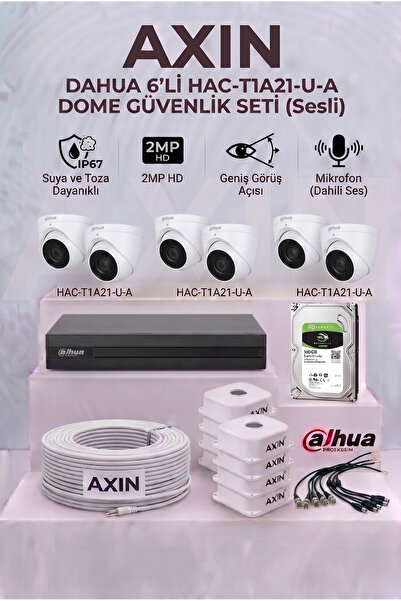 DAHUA 6 Kameralı Dome Güvenlik Kamera Seti - Mikrofonlu (Sesli), 2.8mm Geniş ...