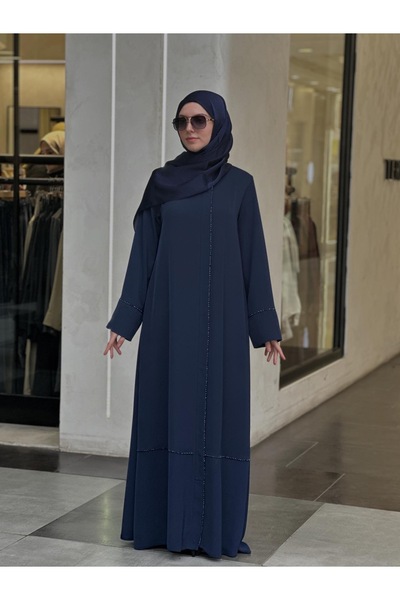 EfsaModa ✨ Liora Taş Detaylı Ferace Şal Takım – Lacivert ✨