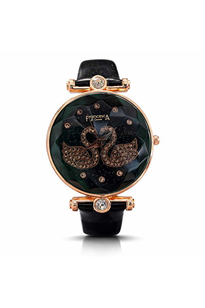 Francesca di Geneva Γυναικείο ρολόι, μοντέλο κύκνος, μαύρο.