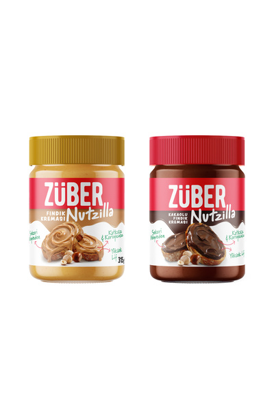 Züber İkili Nutzilla - Nutzilla Fındık Kreması 315g x1 (Yeni) + Nutzilla Kakaolu Fındık Kreması 315g x1